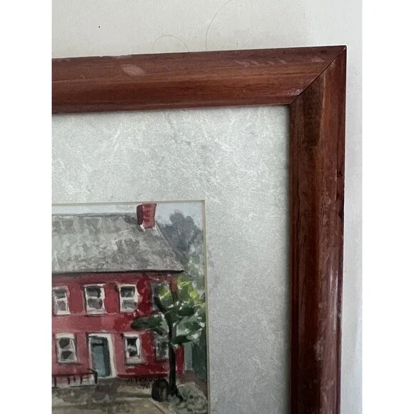 Watercolor Farmhouse Signed A France 96’ Lampost